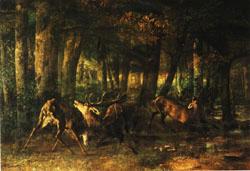 Gustave Courbet Spring Rutting;Battle of Stags Spain oil painting art